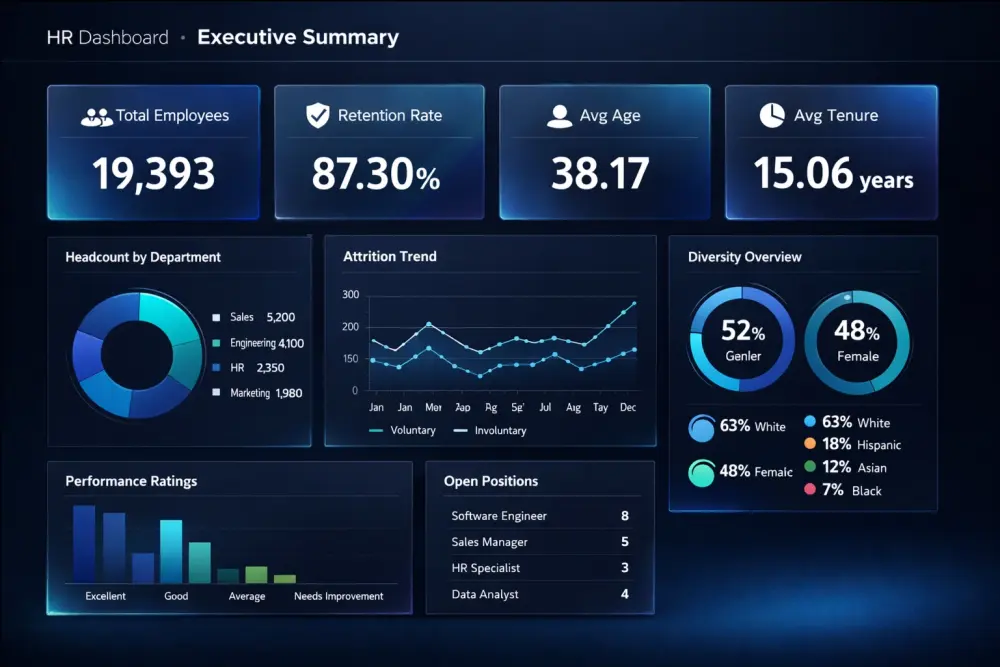 تصميم Dashboard احترافي لتحليل بيانات الموظفين باستخدام Power BI