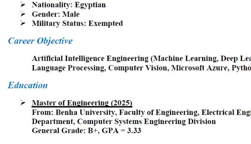 اعداد وكتابة سيرة ذاتية احترافية CV متوافقة مع نظام ATS