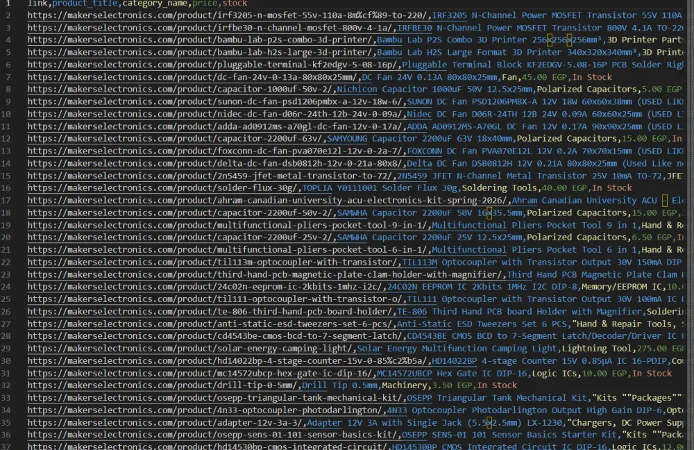استخراج البيانات من المواقع وتسليمها Excel أو CSV