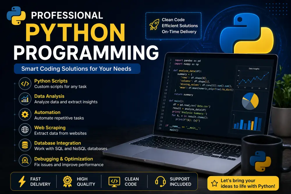 تنفيذ مشاريع Python باحتراف (تحليل بيانات - Web Scraping - Automation)