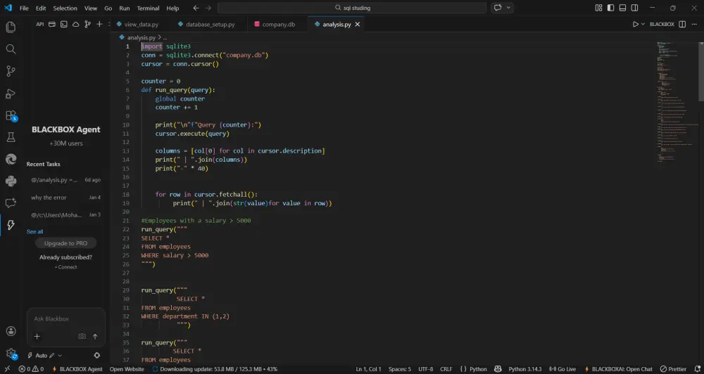 سأساعدك في تحليل البيانات واستخراج المعلومات باستخدام SQL Queries