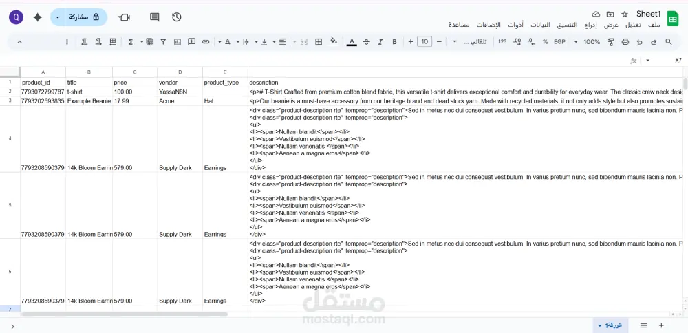 أتمتة مزامنة منتجات Shopify مع Google Sheets باستخدام n8n .
