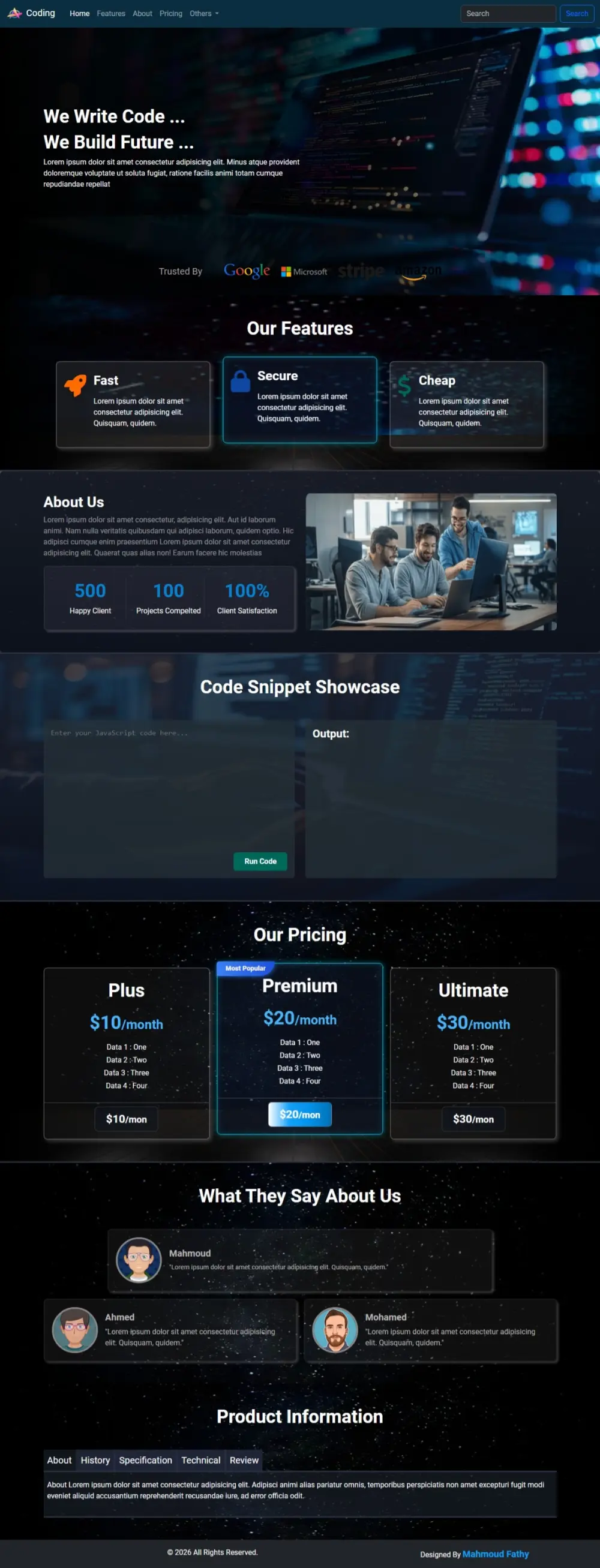 صفحة هبوط ب HTML و CSS و JS