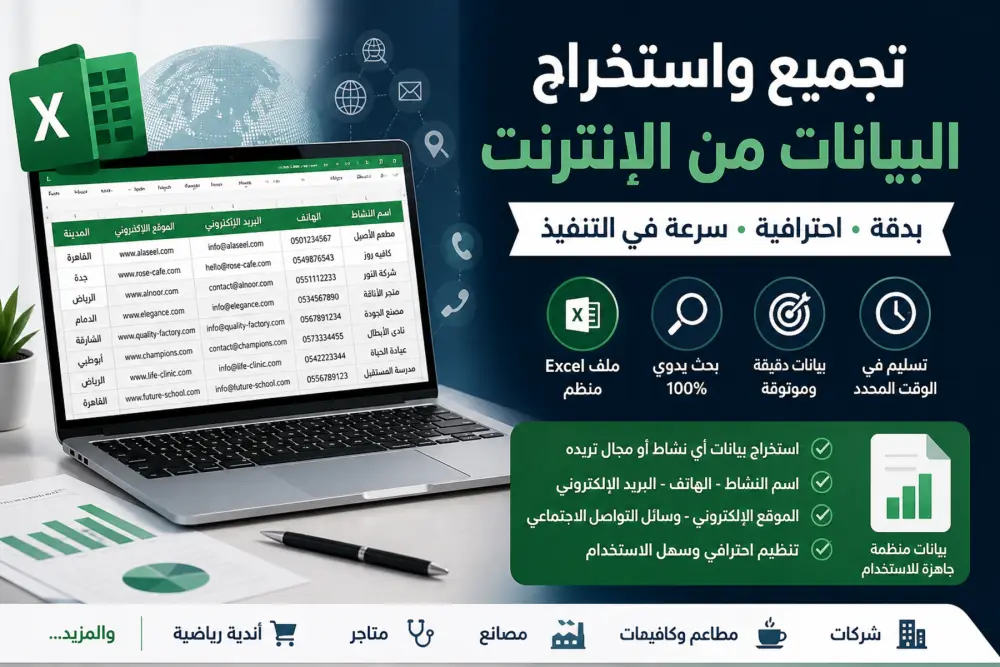 تجميع واستخراج البيانات من الإنترنت بدقة واحترافية في ملف Excel