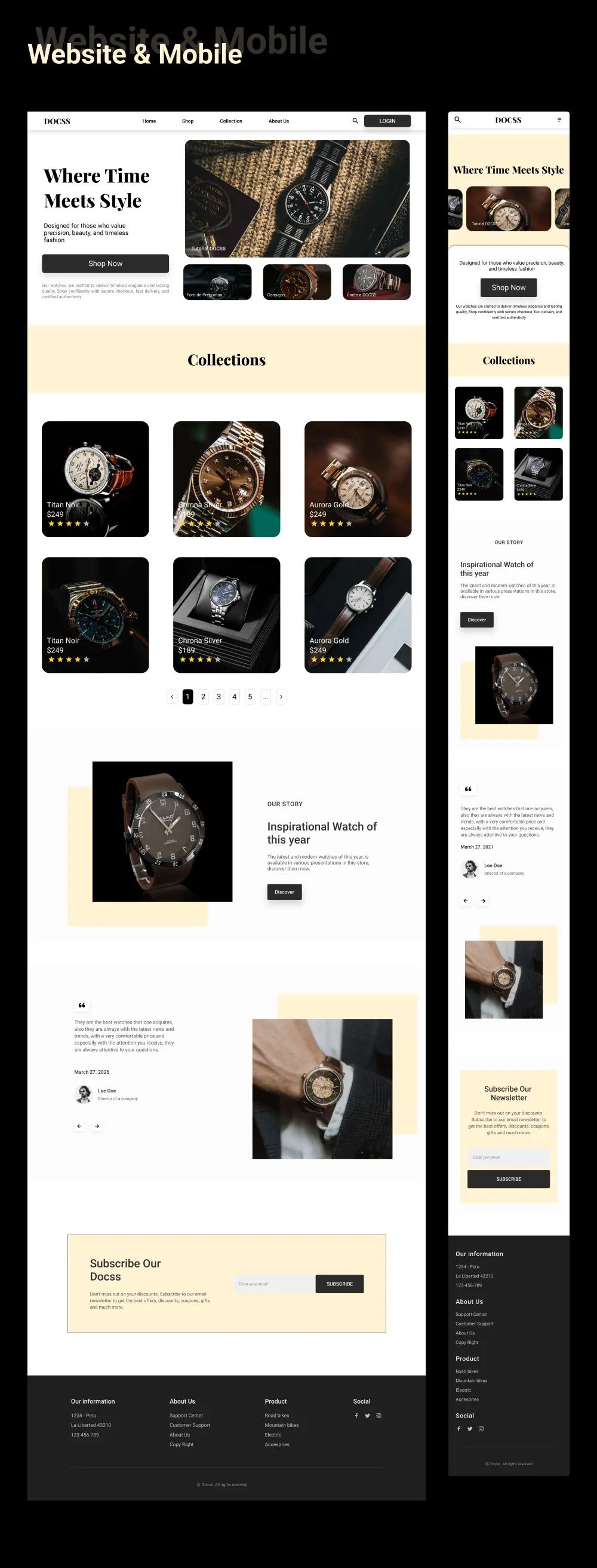 تصميم واجهة متجر ساعات احترافي UI/UX متجاوب Web & Mobile