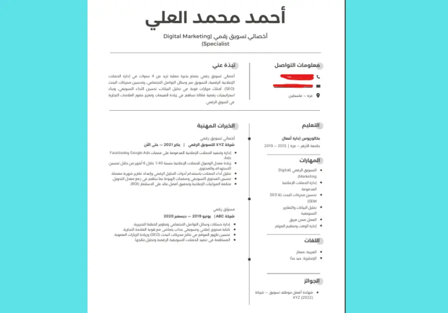 كتابة سيرة ذاتية احترافية بالعربية و الإنجليزية وفق ATS