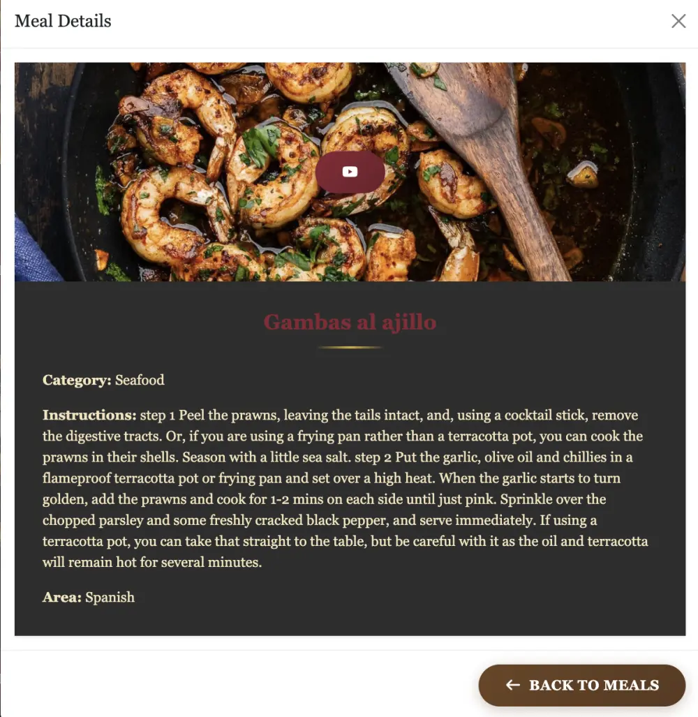 برمجة تطبيق ويب لعرض وصفات الطعام