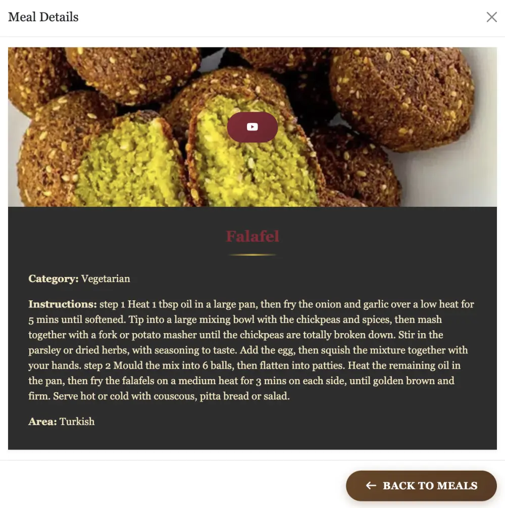 برمجة تطبيق ويب لعرض وصفات الطعام