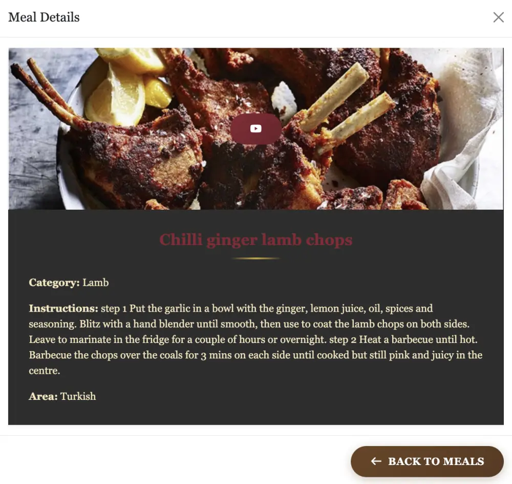 برمجة تطبيق ويب لعرض وصفات الطعام