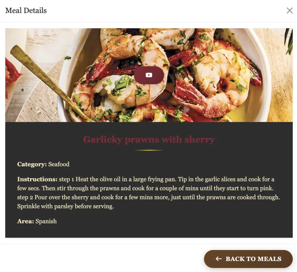 برمجة تطبيق ويب لعرض وصفات الطعام