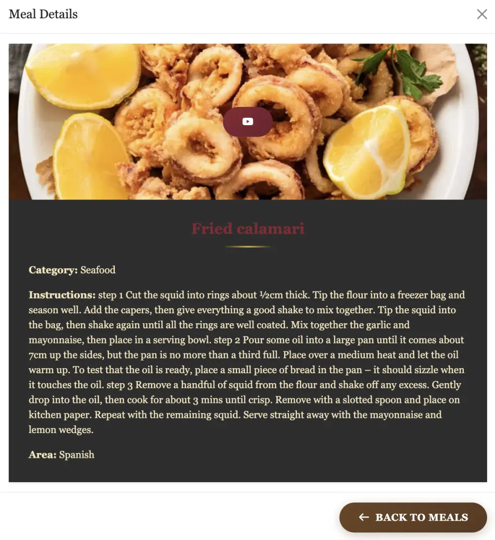 برمجة تطبيق ويب لعرض وصفات الطعام