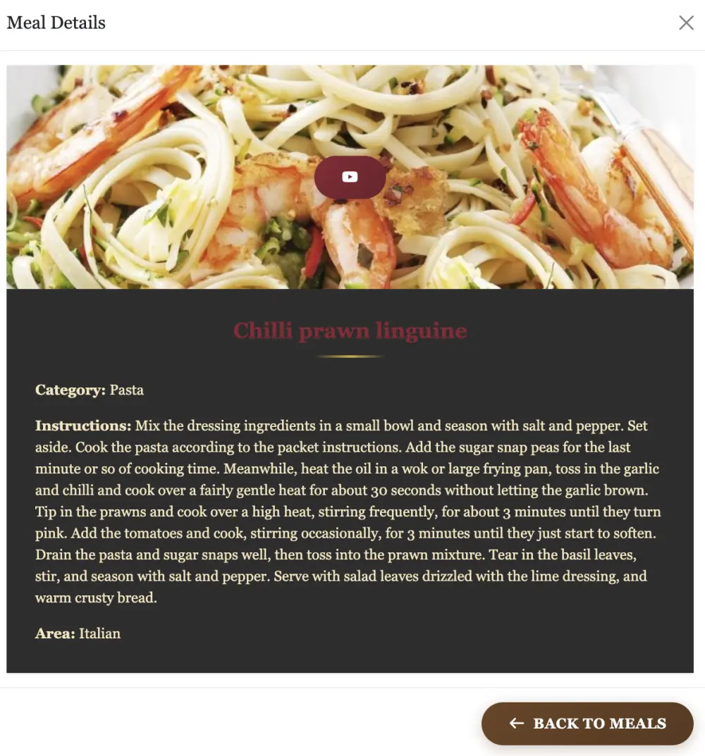 برمجة تطبيق ويب لعرض وصفات الطعام