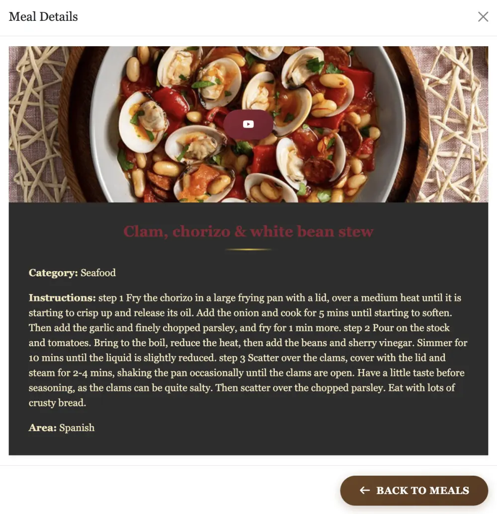 برمجة تطبيق ويب لعرض وصفات الطعام