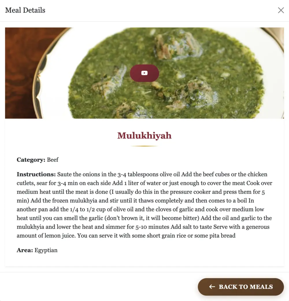 برمجة تطبيق ويب لعرض وصفات الطعام