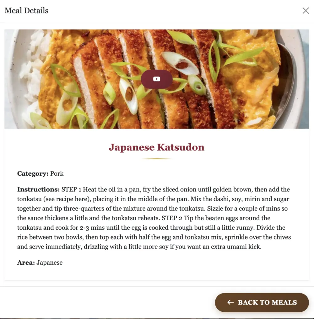 برمجة تطبيق ويب لعرض وصفات الطعام