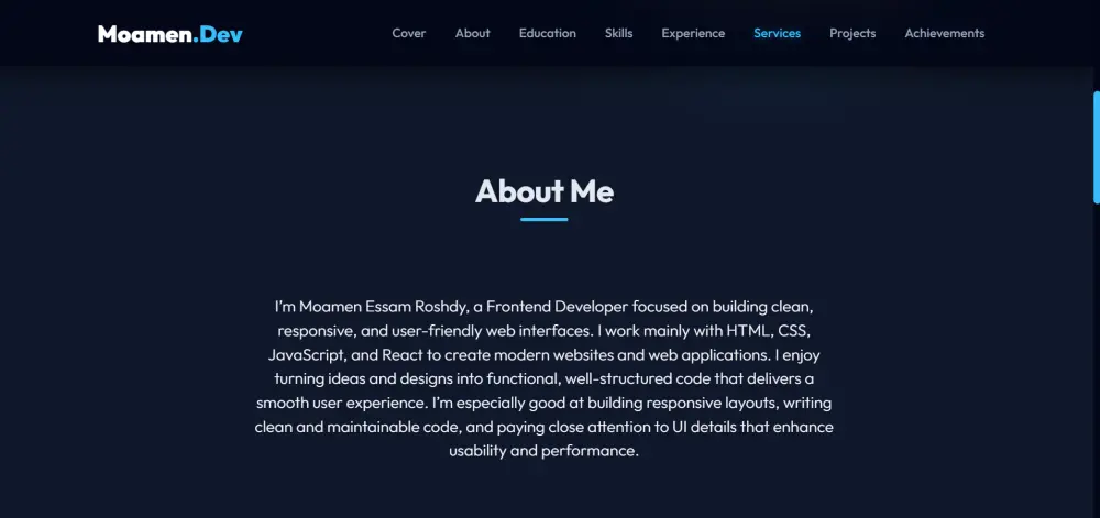 تصميم وبرمجة موقع شخصي (بورتفوليو) احترافي ومتجاوب.