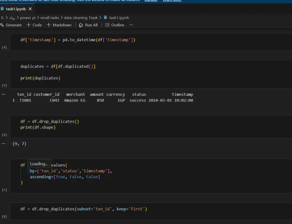سأقوم بتنظيف ومعالجة بياناتك باستخدام Python لتصبح جاهزة للتحليل