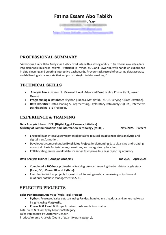 سيرة ذاتية متوافقة مع أنظمة الـ ATS.