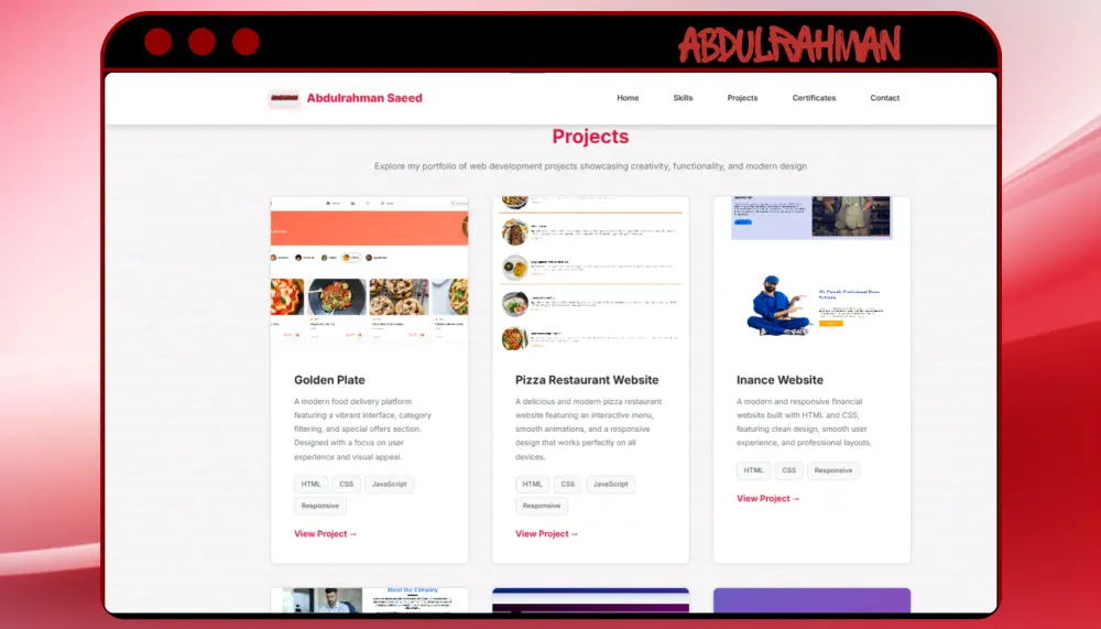 تصميم Portfolio احترافي يعكس هويتك الرقمية