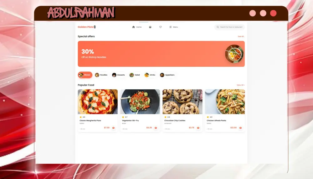تصميم او تطوير  موقع مطعم إلكتروني احترافي يعرض المنيو  ويجذب العملاء