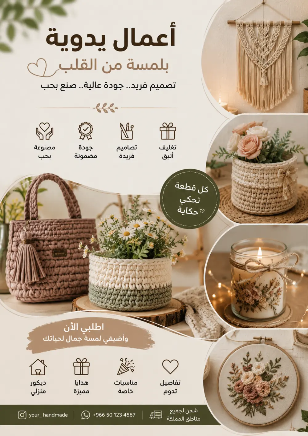 تصميم بوستر إعلاني احترافي للأشغال اليدوية والحرف اليدوية