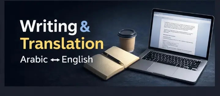 خدمة كتابة وترجمة احترافية عربي ↔ إنجليزي بدقة وجودة عالية