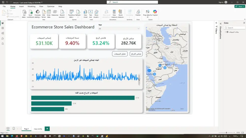 تصميم لوحات تحكم تفاعلية (Dashboards) وتحليل البيانات باستخدام Power BI و Excel