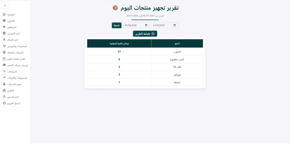 سيستم حسابات كامل لاداره المبيعات والعملاء والمشتريات والموردين والمصروفات والايرادات للشركات