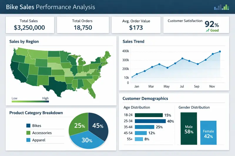 تصميم لوحة تحكم (Dashboard) احترافية لتحليل مبيعات المتاجر الإلكترونية باستخدام Power BI و Excel