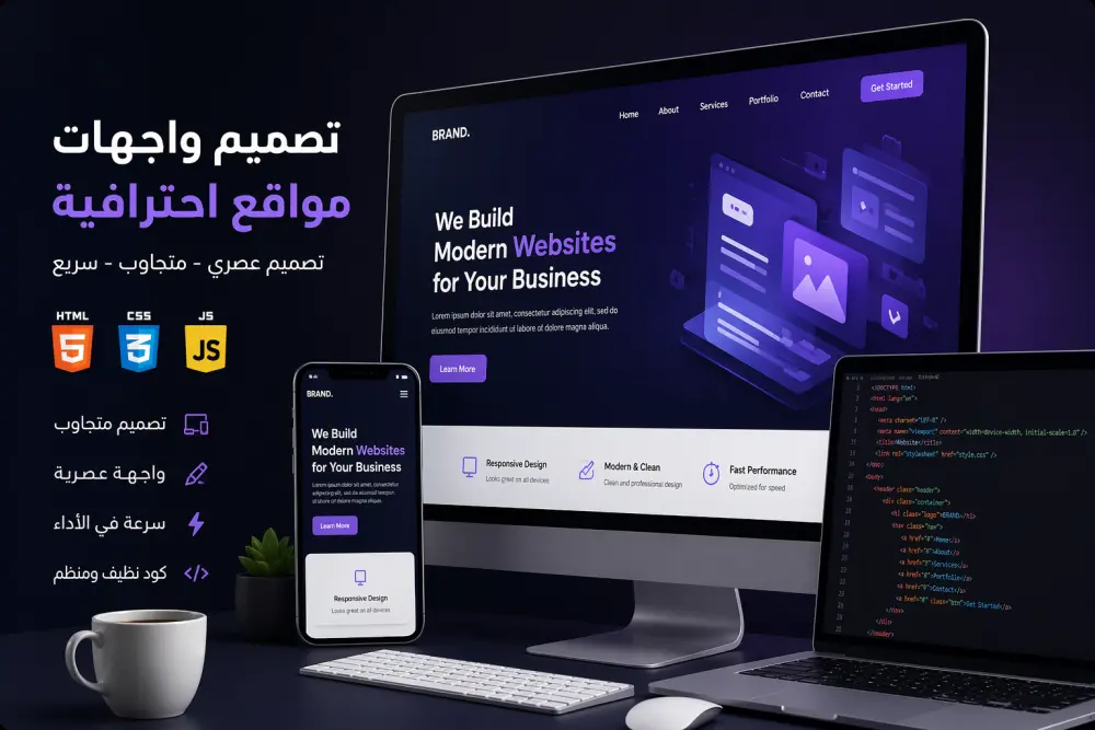 تصميم واجهات مواقع (Front-End) بشكل بسيط واحترافي