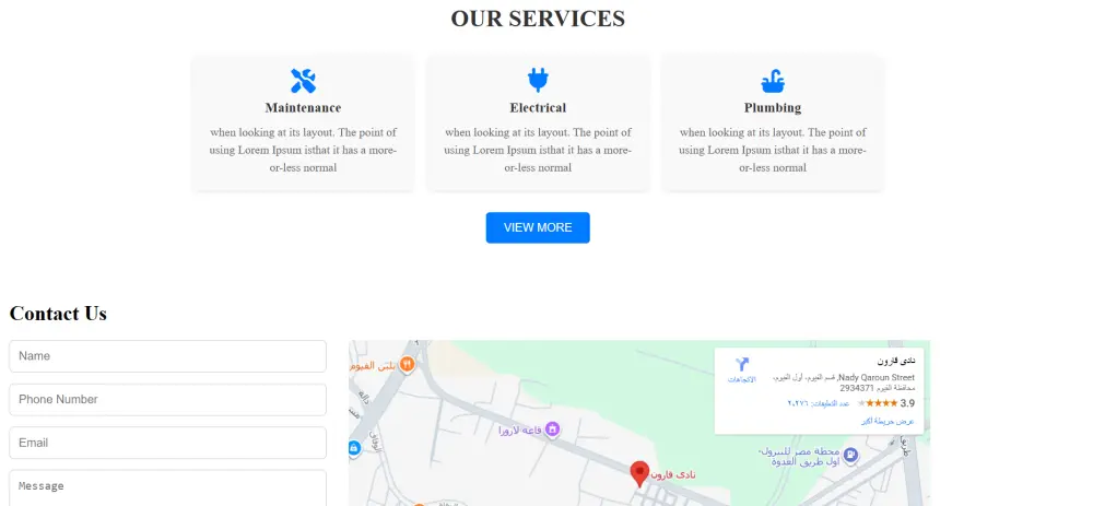 برمجة وتصميم موقع متكامل لخدمات الصيانة المنزلية (سباكة، كهرباء، صيانة عامة)