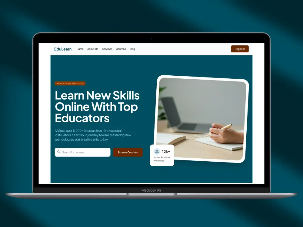 تحويل تصميم صفحة هبوط لمنصة تعليمية إلى كود HTML & CSS احترافي