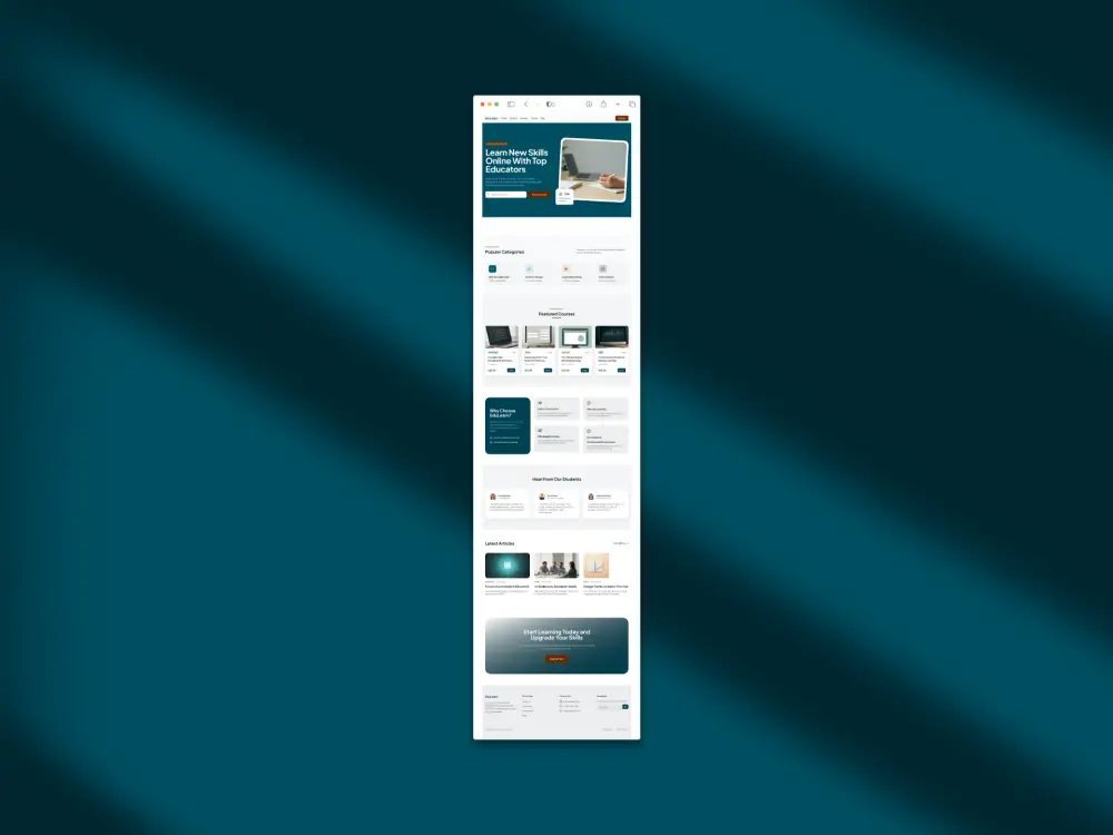 تحويل تصميم صفحة هبوط لمنصة تعليمية إلى كود HTML & CSS احترافي