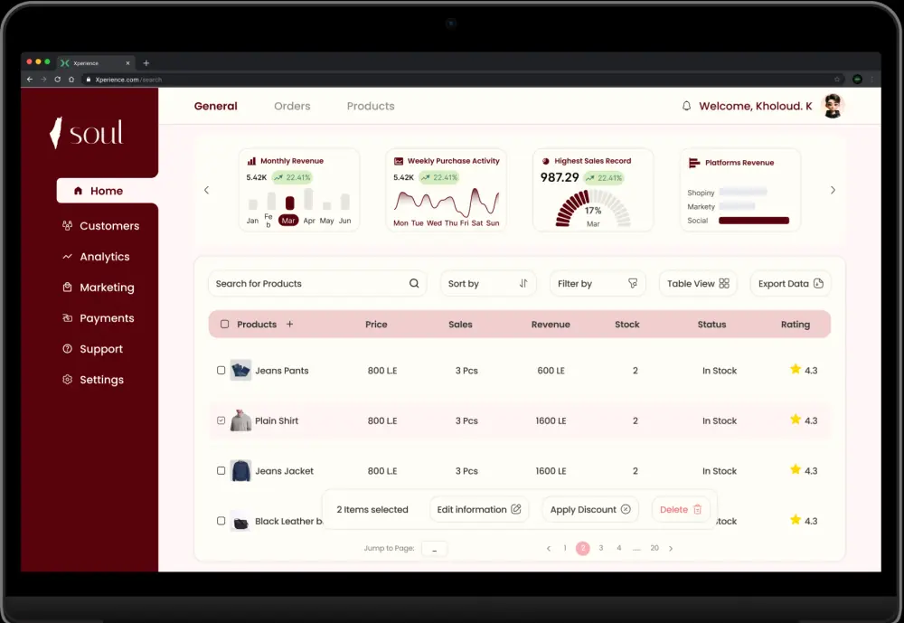 تصميم لوحة تحكم Dashboard