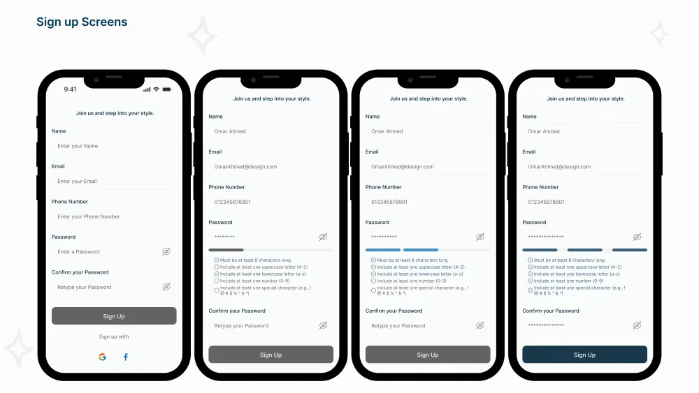 تصميم UI/UX لتطبيق موبايل