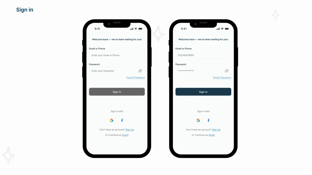 تصميم UI/UX لتطبيق موبايل