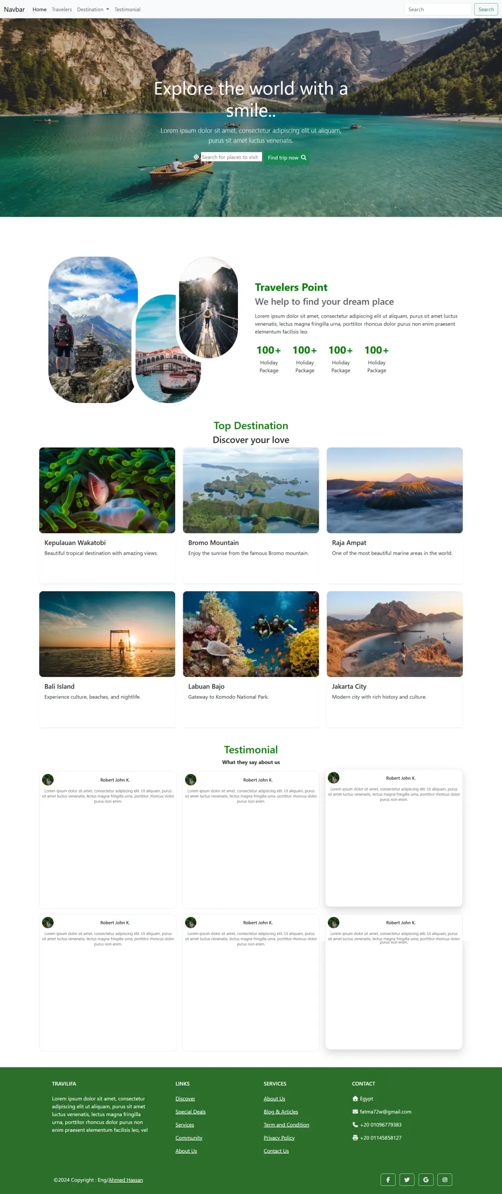 تصميم وتطوير موقع إلكتروني لرحلات السفر والسياحة