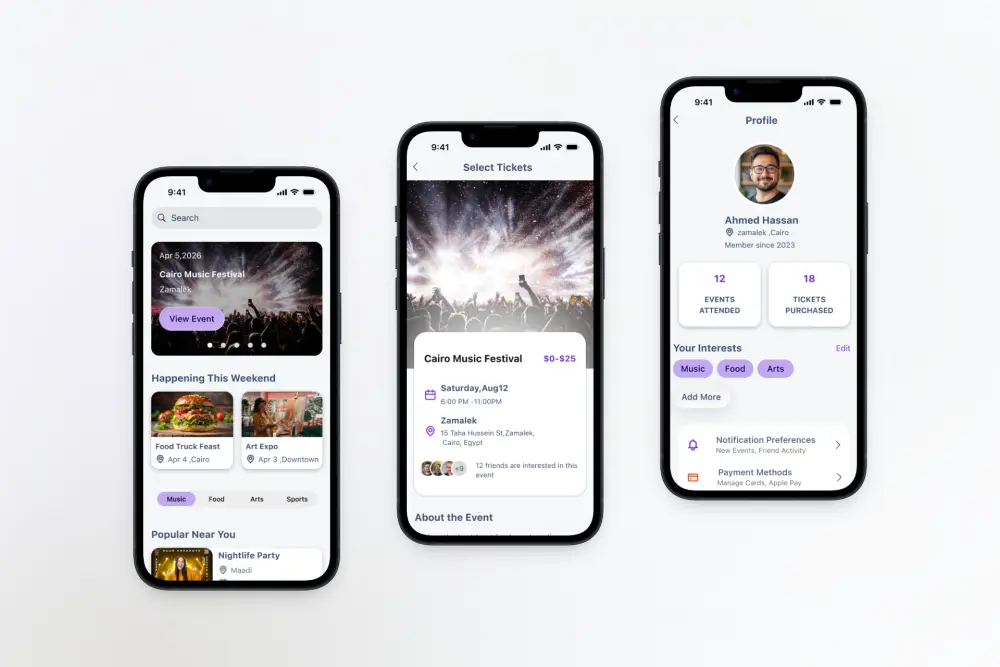 تصميم  وجهات مستخدم للموبيل