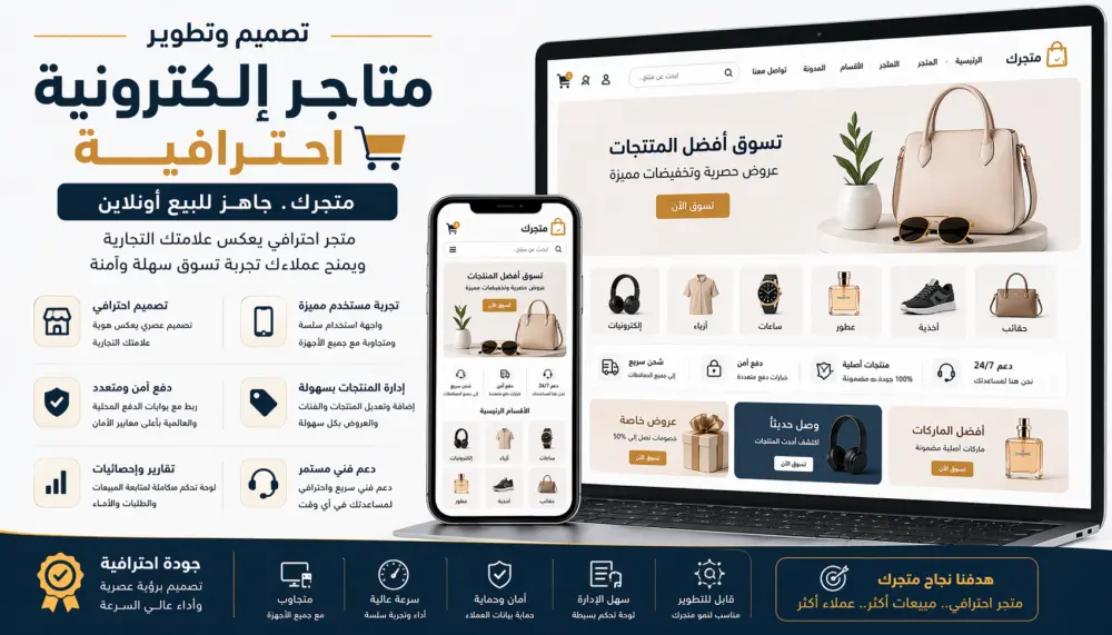 تصميم وتطوير صفحة رئيسية احترافية لمتجر إلكتروني