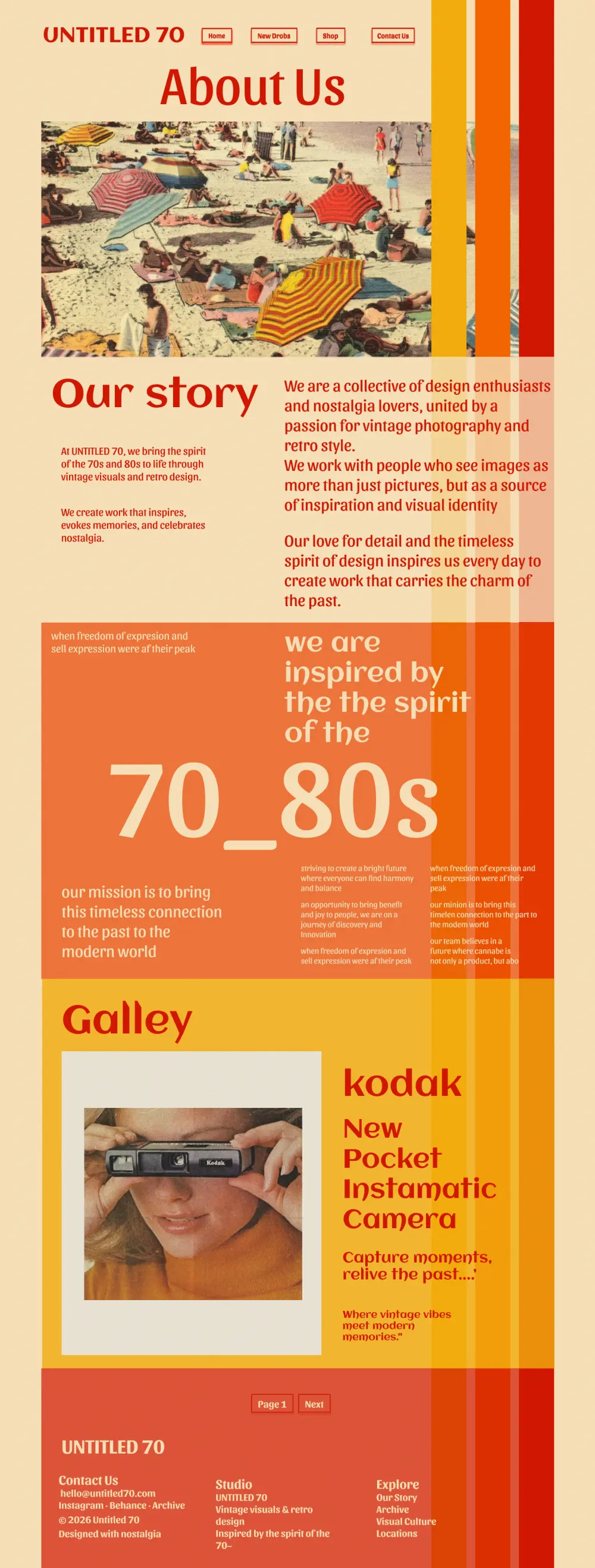 تصميم صفحة web مستوحاه من السبعينيات Retro/Vintage Style