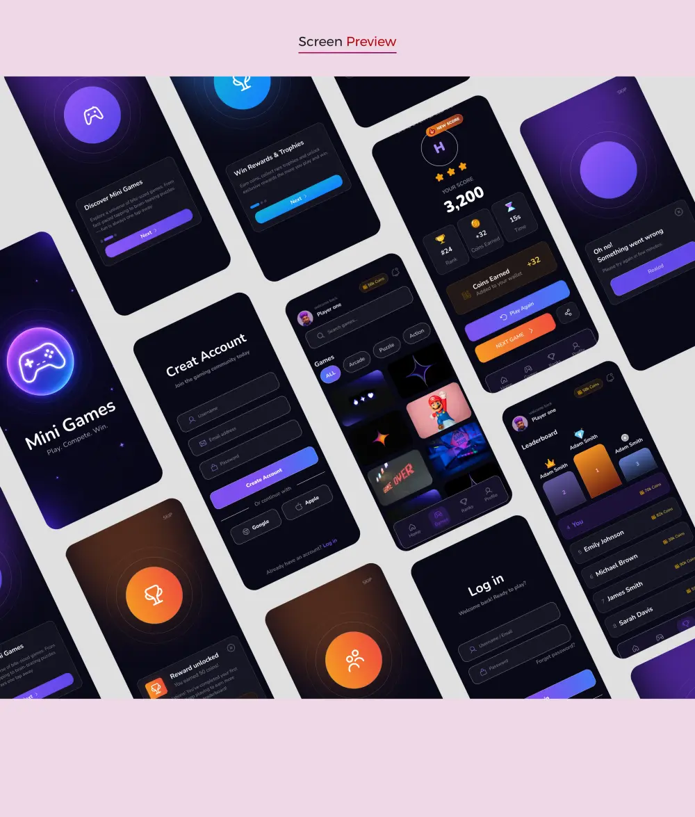 تصميم UI/UX لتطبيق ألعاب وتجارب تفاعلية للموبايل