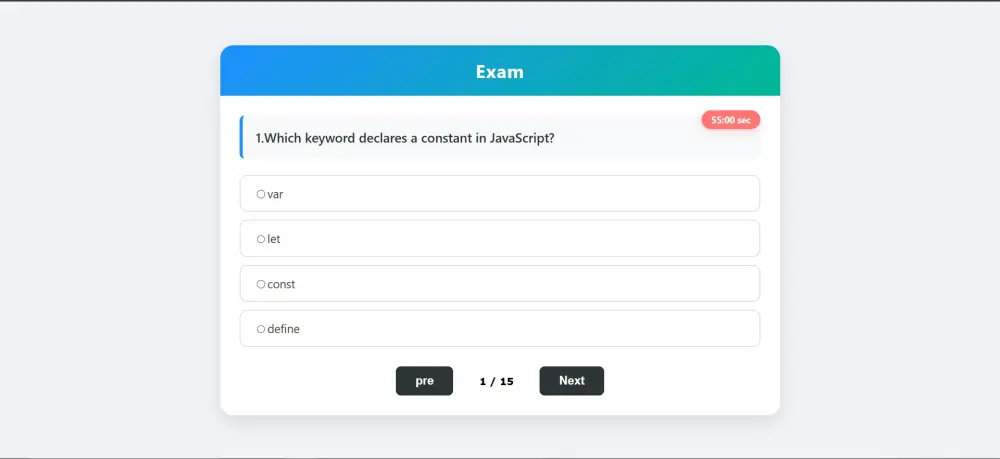 تصميم وتطوير نظام اختبارات (Quiz / Exam System) احترافي باستخدام JavaScript