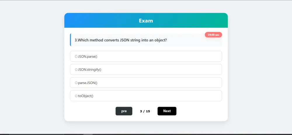 تصميم وتطوير نظام اختبارات (Quiz / Exam System) احترافي باستخدام JavaScript