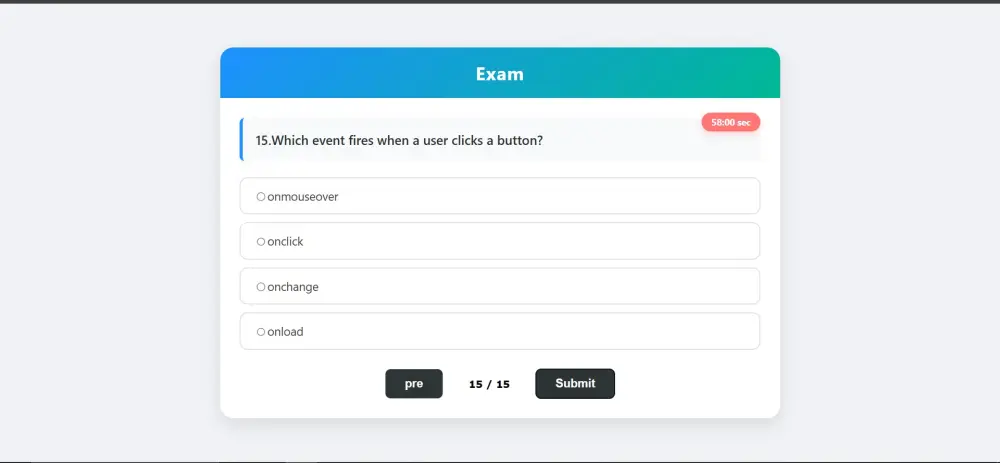 تصميم وتطوير نظام اختبارات (Quiz / Exam System) احترافي باستخدام JavaScript