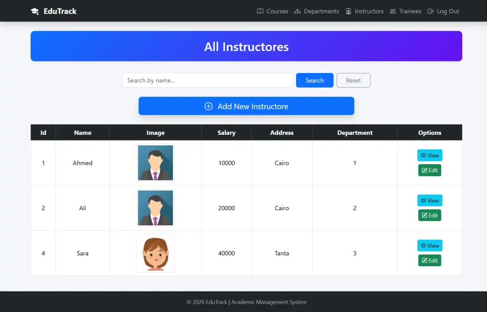 برمجة نظام MVC متكامل لإدارة الأكاديميات ومراكز التدريب