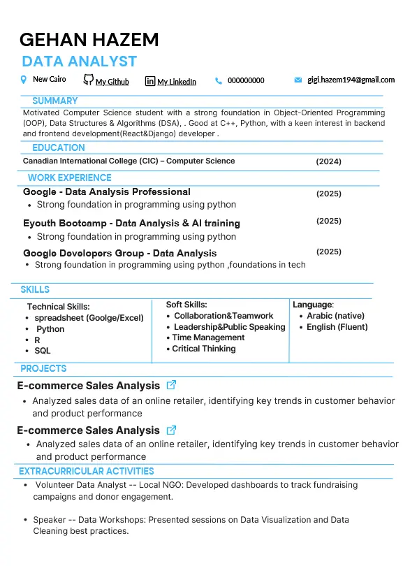 سيره ذاتيه احترافيه بواسطه البرمجه لل ATS