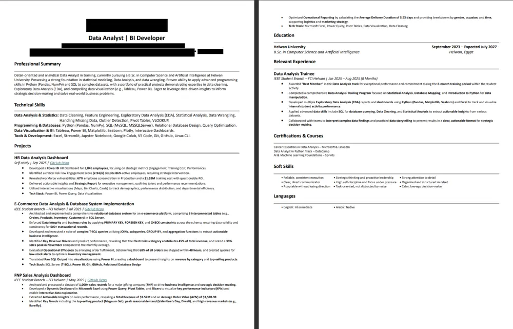 كتابة وتصميم CV احترافي متوافق مع ATS