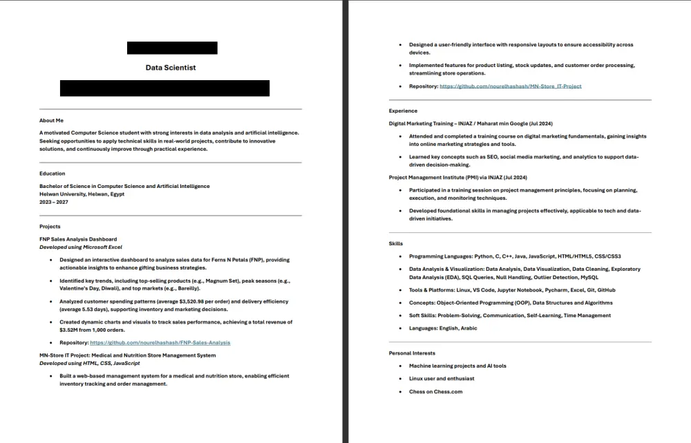 كتابة وتصميم CV احترافي متوافق مع ATS