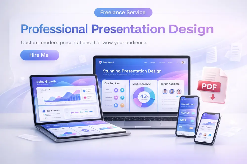 تصميم وتعديل العروض التقديمية الاحترافية وتحويلها إلى PDF