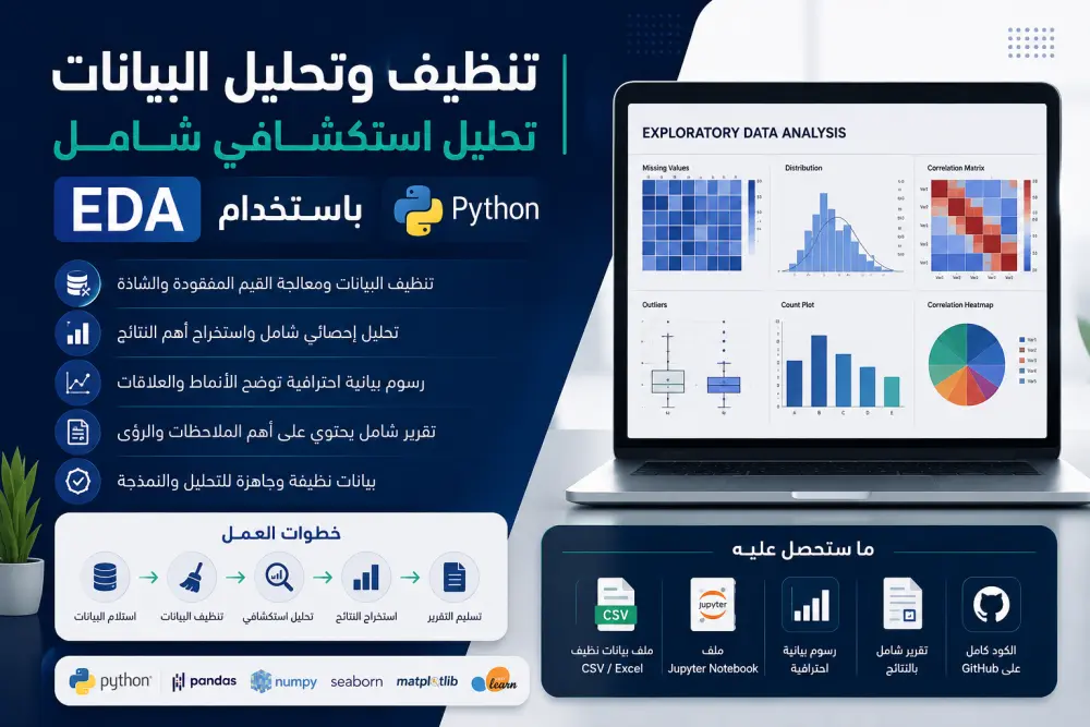 سأقوم بتنظيف وتحليل بياناتك وإجراء تحليل استكشافي شامل EDA باستخدام Python